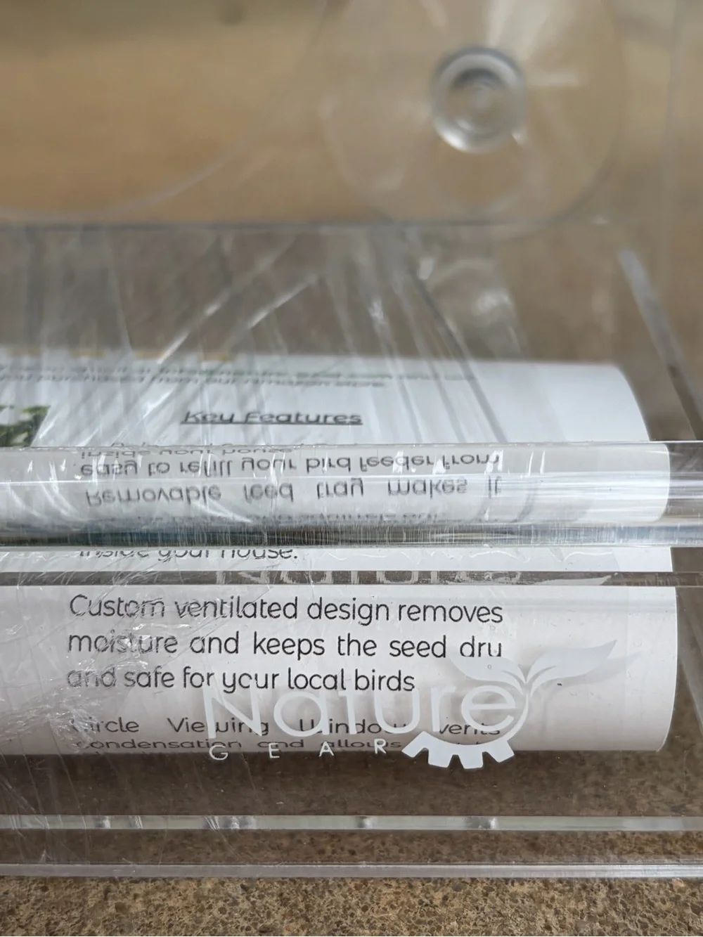 Nature Gear Clear Acrylic Window Bird Feeder NEW NO BOX Extra Suction Cup